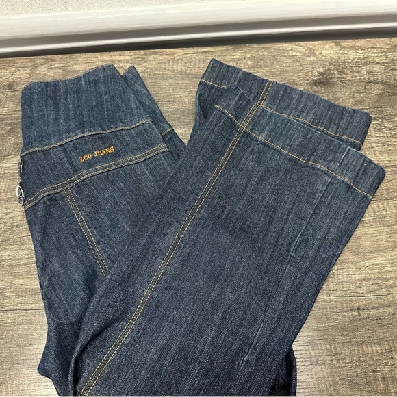 ZCO Dark Blue High Waisted Flare Jeans with Gold Buttons - Picture 13 of 13